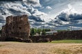 Dramatic Ãâhunderclouds over an old castle Royalty Free Stock Photo